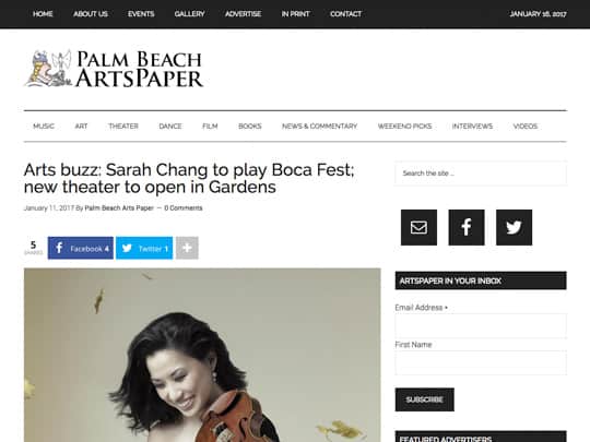 Palm Beach Arts Paper article
