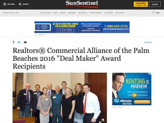 Sun-Sentinel.com page on Realtors Alliance of the Palm Beaches