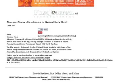 Silverspot Cinemas Film Journal 100416